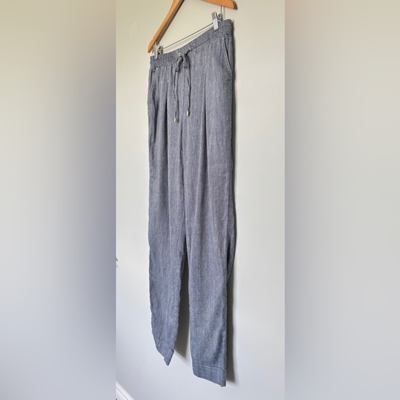 Jones New York Women's Size 10 Pants Linen Blend Elastic Waist Nautical Preppy - Picture 5 of 13